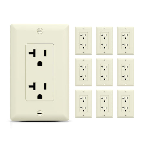 TOPELER 20 Amp Decorator Wall Receptacle, Standard Electrical Power Outlets w/Plate, 2