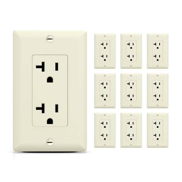 TOPELER 20 Amp Decorator Wall Receptacle, Standard Electrical Power Outlets w/Plate, 2