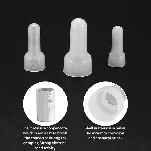 250 Pcs Closed End Crimp Connectors, Nylon Insulated Wire Crimp Cap Connectors for 22-16/16-14/12-10 AWG Gauge (CE1,