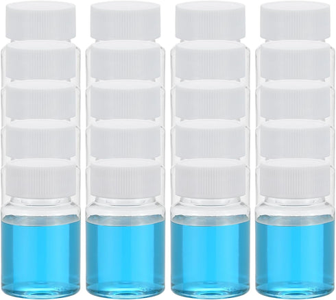 PATIKIL 20 Pcs 50ml Reagent Bottles, PET Wide Mouth Round Bottles with Screw Cap, Transparent