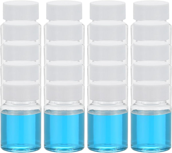 PATIKIL 20 Pcs 50ml Reagent Bottles, PET Wide Mouth Round Bottles with Screw Cap, Transparent
