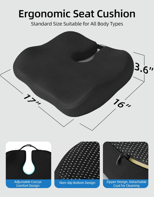 LSMColda Tailbone Extra Dense Orthopedic Seat Cushion, Ergonomic Memory Foam Seat Cushion for Office ChairDesk