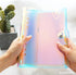 Clear Rainbow 6-Ring PVC Binder Cover, 2 Pcs, Holographic Notebook Protector with Button Closure