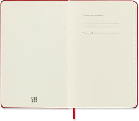 Moleskine Classic Notebook, Hard Cover, Large (5" x 8.25") Squared/Grid, Scarlet Red, 240 Pages