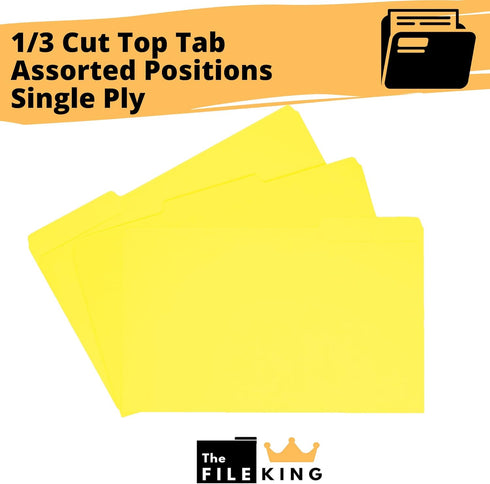 The File King Yellow File Folder - Legal Size | Box of 100 | 1/3 Cut Top Tab for Easy Paper Storage | Made in America