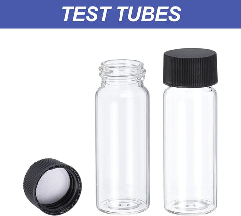 PATIKIL 30ml Clear Glass Vials, 25 Pack Sample Vials with Screw Cap, Leak-Proof Liquid Sample Glass Vial for Laboratory
