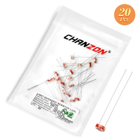 Chanzon 5mm 10 O Photoresistor LDR Resistor, 20pcs Light-Dependent Photoconductor