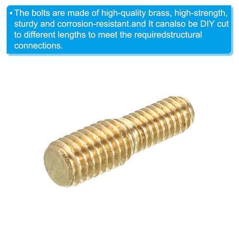 PATIKIL M4x8mm to M5x8mm Double End Threaded Stud Screw Bolt, 5 Pack Brass Rod Bolts