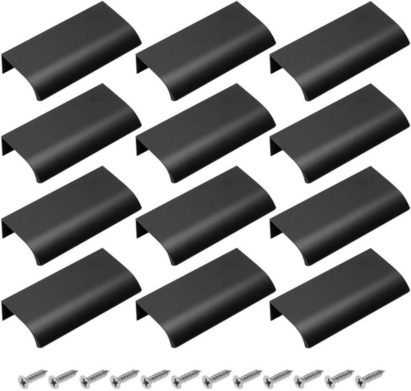 12Pcs 80mm/3.15" Mount Finger Edge Pull, Aluminum Concealed Handle for Home Kitchen Door Drawer Cabinet