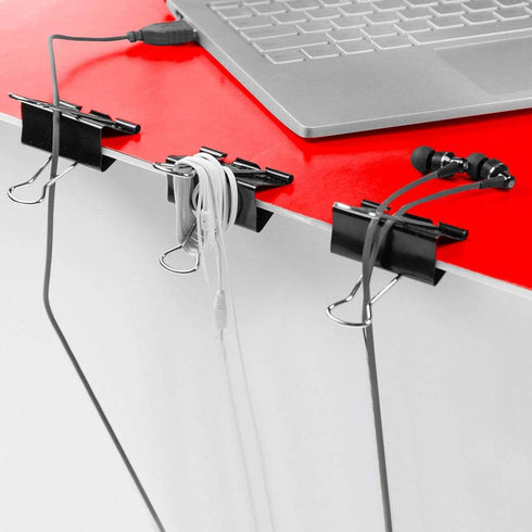 Rubex Large Black Binder Clips, Jumbo 1.6 Inch Paper Binder Clips, 24 Count Big Metal Paper Clamps for Office