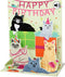 Up With Paper Pop-Up Sight 'N Sound Greeting Card, Feline Birthday, Green, Black, Grey, Orange, White