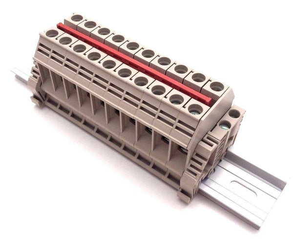 Dinkle Solar Combiner DK10N 10 Gang Box Connector, 6AWG, 60 Amp, 600V DIN Rail Terminal Blocks
