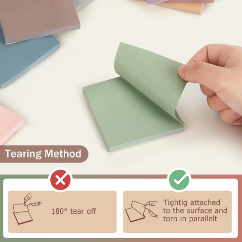 Sticky Notes 3x3 Self-Stick Pads with 8 Morandi Colors, Easy to Post for Office, School, Home, 8 Pads/Pack
