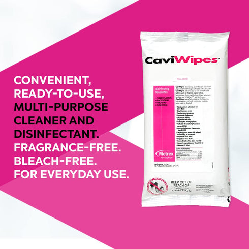 13-1224 CaviWipes Surface Disinfectant Towelette Wipe, 7" Width, 9" Length (Pack of 45)