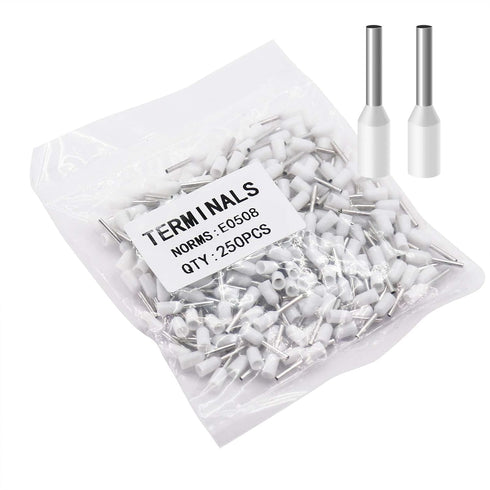 22AWG Wire Ferrules Kits - AWG22/0.5mm² White Insulated Crimp Pin Terminals for Electric, Industrial, Power Control