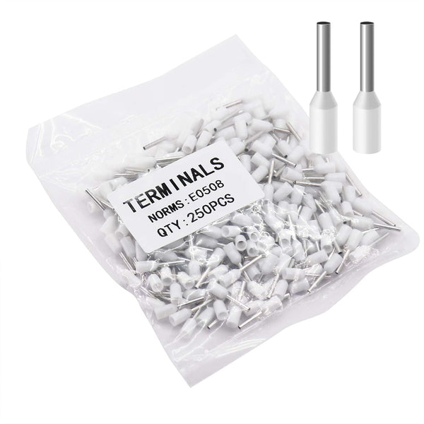 22AWG Wire Ferrules Kits - AWG22/0.5mm² White Insulated Crimp Pin Terminals for Electric, Industrial, Power Control
