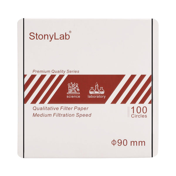 stonylab Premium Filter Paper Circles, 100-Pack Ashless 90 mm Diameter Cellulose Filter Paper for Lab Filtration