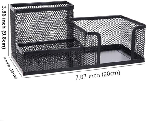 TSY TOOL 2 Pack Black Pen Holder, Mesh Desk Organizer with Pencil Holder and Storage Baskets for Office Supplies