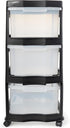 Life Story Classic 3 Tier Shelf, Standing Plastic Storage Drawers and Organizer with Wheels for Home, Black/Clear