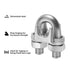 50pcs 1/4" M6 Wire Rope Clip Cable Clamps, Galvanized High Quality Steel Material, U-Bolt Saddle Fasteners for Tent
