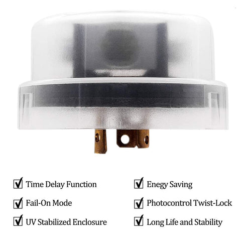 Twist-Lock Thermal Photocontrol with Time Delay for Outdoor Lighting, 120-Volt Dusk to Dawn Light Sensor