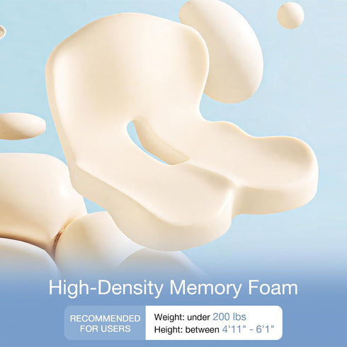 Tailbone Memory Foam Seat Cushion, Chair Cushion for Office Chair, Car Seat, Relieving Pressure Sciatica Back Pain