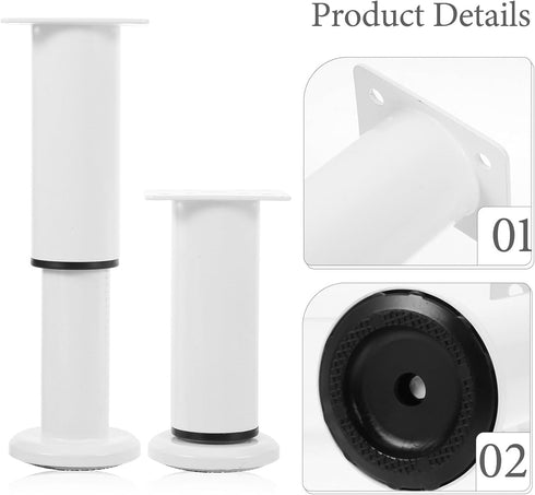 2pcs 12-18cm, ABOOFAN Adjustable Metal Furniture Legs, Extendable Sofa and Cabinet Support Feet with Height Range White
