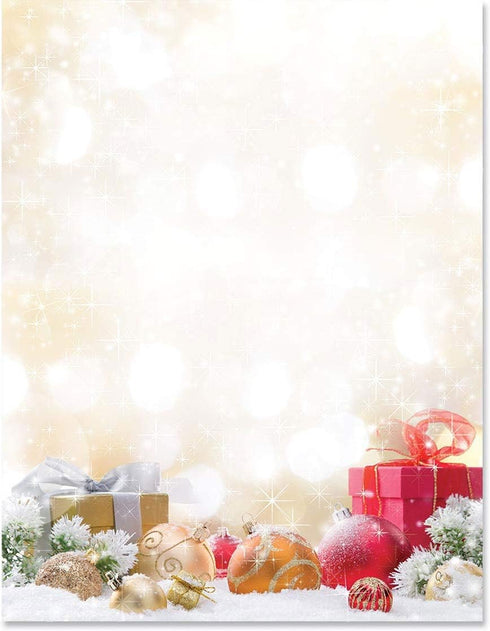 Paperdirect Golden Holiday Magic Winter Christmas Theme Stationery, 25 Sheets, 8.5 x 11 Elegant Premium Writing Paper