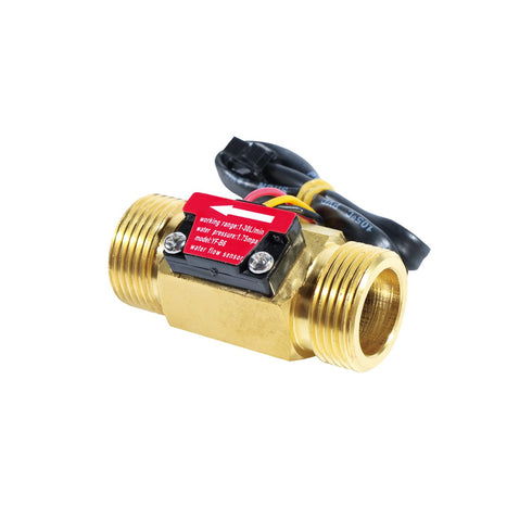 G3/4" Male Thread Brass Water Flow Sensor Switch, Hall Effect Liquid Flowmeter Fluidmeter Counter, 1-30L/Min