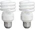 Xtricity Compact Fluorescent Light Bulbs T2 Spiral, E26 Base, 13W (60W Equivalent), 4100k Cool White, 2 Pack