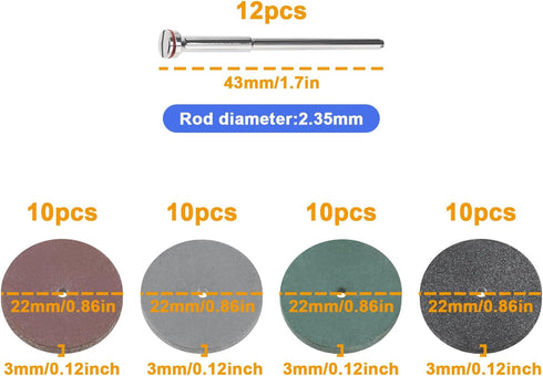 The Lord of the Tools 52-Piece Polishing Wheel Assortment with 2.35mm Mandrel Shank for Jewelry Making, Woodworking