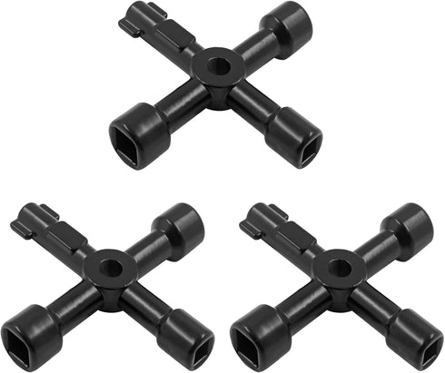 3Pcs 4-Way Multi-Functional Utilities Key, Electric Cabinet Keys for Elevator, Water Meter Valve, and Control Cabinet