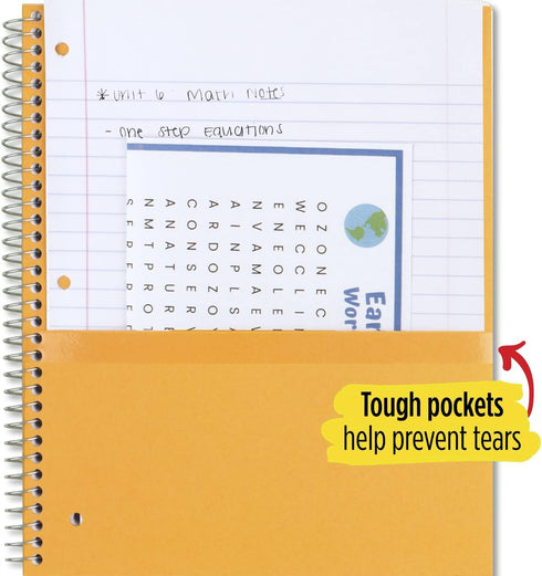 Five Star Spiral Notebooks, 3 Pack, 3 Subject, Wide Ruled Paper, 10 1/2" x 8", Blue, Red, & Black (930081)