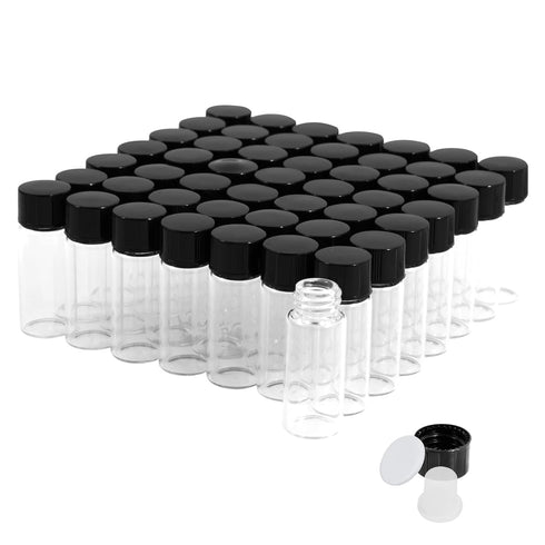 4ml Clear Glass Vials with Screw Caps, 1 Dram Small Liquid Sample Vial, 50PCS Leak-Proof