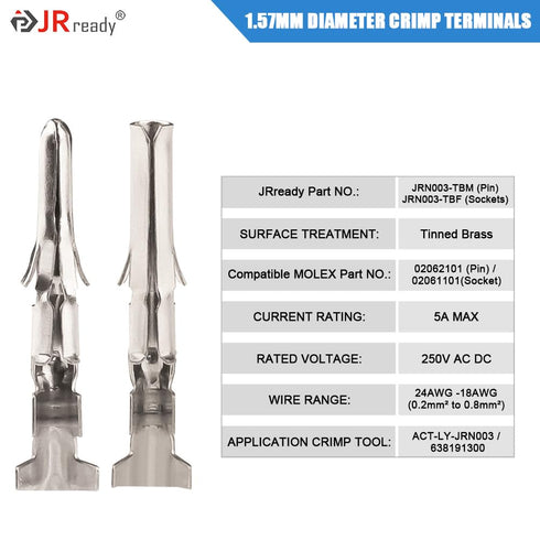 JRready ST6410 Standard .062" 9-Circuits Pin and Socket Connectors - 18-24 AWG Compatible with Molex