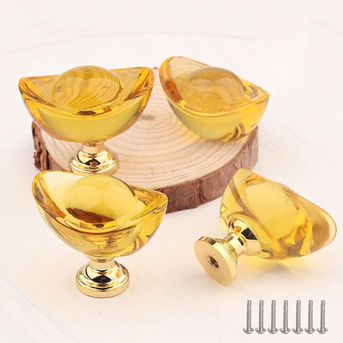 VIGANI Cute Drawer Pulls,Cabinet Door Cupboard knobs,4Pcs Crystal Glass Cabinet Knobs,Pull Handle with