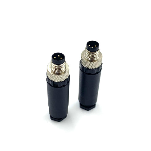 2Pcs M8 3 Pin Male Circular Connector, Field Assembly Wireable Sensor Straight Type A Code Adapter IP67 Waterproof Industrial Circular Connector 60V 4A AC/DC Unshiled
