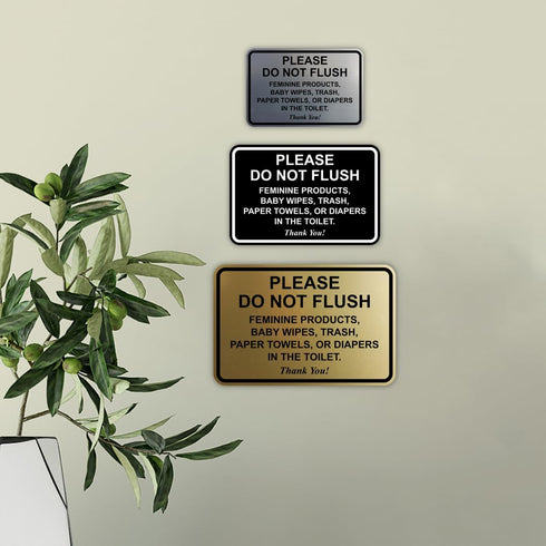 Classic Framed Please Do Not Flush Thank You Bathroom Etiquette Sign, Laser-Engraved, Durable ABS Plastic, 4" x 6" (2