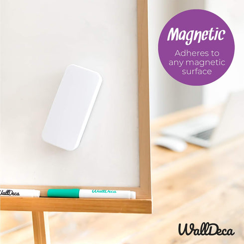 WallDeca Magnetic Premium Whiteboard Eraser - Felt Bottom Surface, Dry Erase Board Cleaner for All Surfaces