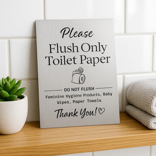 "Flush Only Toilet Paper - Do Not Flush Wipes or Feminine Hygiene