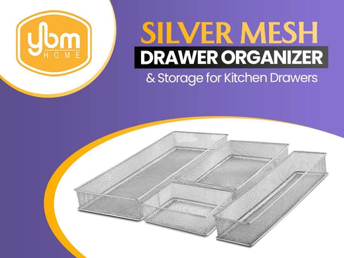 YBM HOME Silver Mesh Drawer Organizer Bins, School Supply Holder, Office Desktop Basket 1594s (1, 3x6x2 Inch)