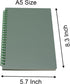 Yansanido Spiral Notebook, 4 Pcs A5 Thick Plastic Dark Green Hardcover, 8mm Ruled, 80 Sheets - 160 Pages Journals for