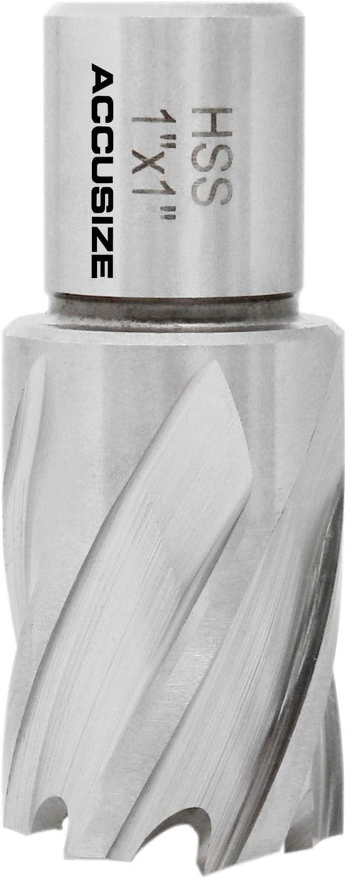 Accusize Industrial Tools Hss Annular Cutter, 1'' Diameter by 1'' Depth with 3/4'' Weldon Shank