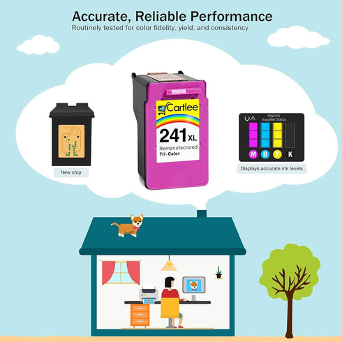 Cartlee Remanufactured Ink Cartridge Replacement for Canon CL-241XL 241 XL for PIXMA MX472 MX452 MG3520