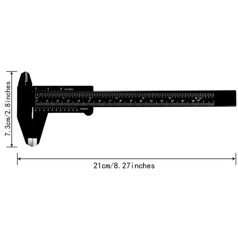 Honoson 10 Pieces Mini Plastic Caliper Vernier Caliper Measuring Tool, 150 mm, 0-6 Inch, Black for Students.