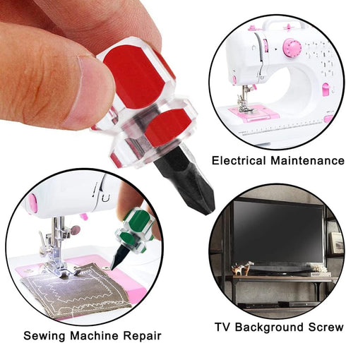 6PCS Mini Stubby Screwdriver Set, Small Flat Head & Short Phillips 2-in-1 Tool for Sewing Machine Repair