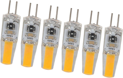 Mokernali 6 G4 Bulbs, 2W 110V G4 Bulbs, 180LM Bulb 3000K Pcs Light Bi-Pin LED Wall Lamp Chandelier Replacement Halogen