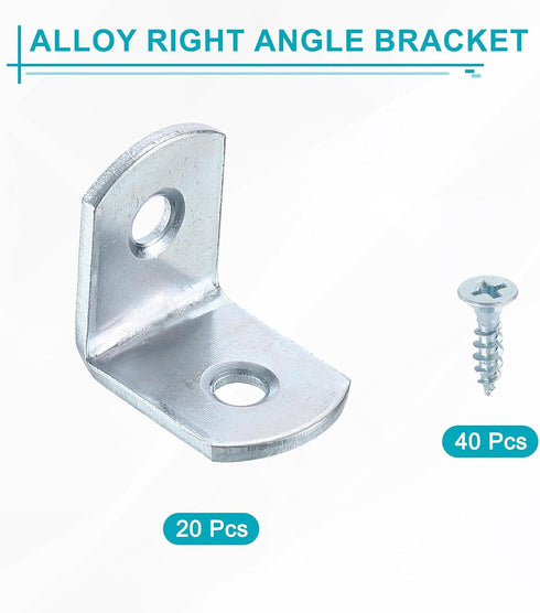 20 Set 0.79"x0.59"x0.79" uxcell L Corner Bracket Corner Brace Metal Joint Right Angle Brackets Rounded Corner Fastener