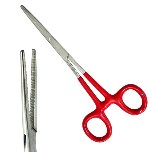 artlab 6.25") German Vinyl Grip Locking Straight & Curved Hemostat -Hemostat Forceps- Stainless Steel Locking Tweezer