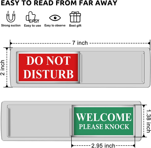 Privacy Sign - Do Not Disturb/Welcome for Home Office, Restroom, Conference, Hotel, Magnetic Slider Indicator